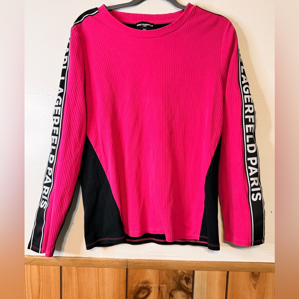 Karl Lagerfeld Fuchsia and Black Sweatshirt